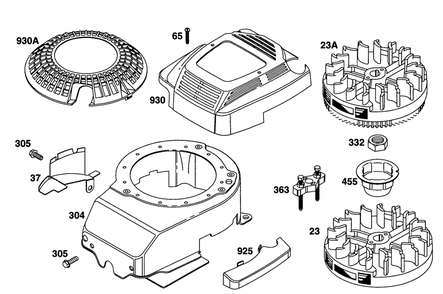 Blower Hsg, Flywheels Diagram and Parts List for 12E802-0830-XX  Briggs and Stratton Engine